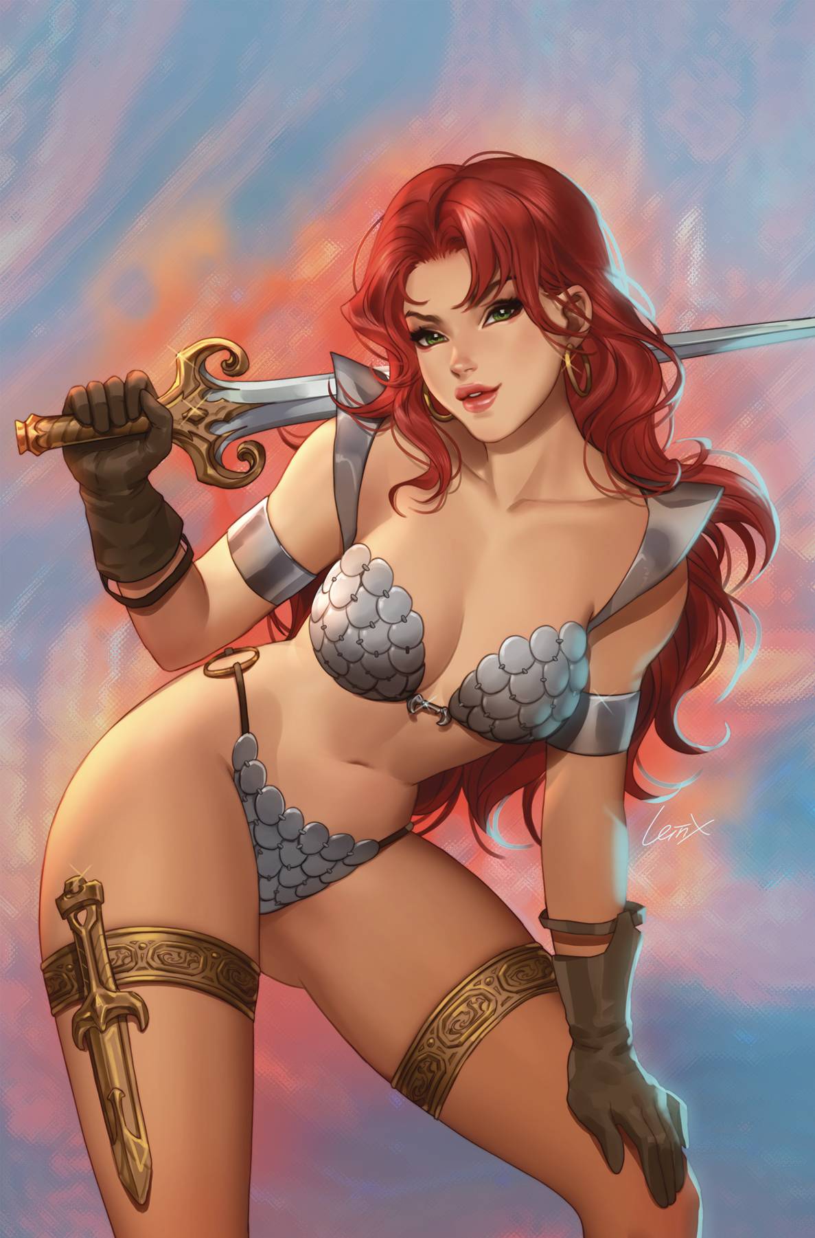 RED SONJA NOIR #1 (ONE SHOT) CVR E LESLEY LI METAL PREMIUM VAR