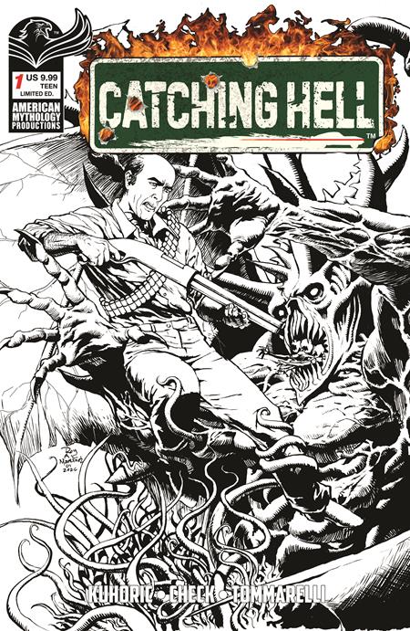 CATCHING HELL FEAT REGGIE BANNISTER #1 CVR F ROY ALLAN MARTINEZ B&W LIMITED EDITION VAR Limited to 350 Copies Allocations May Occur Previously Solicited Thru Diamond