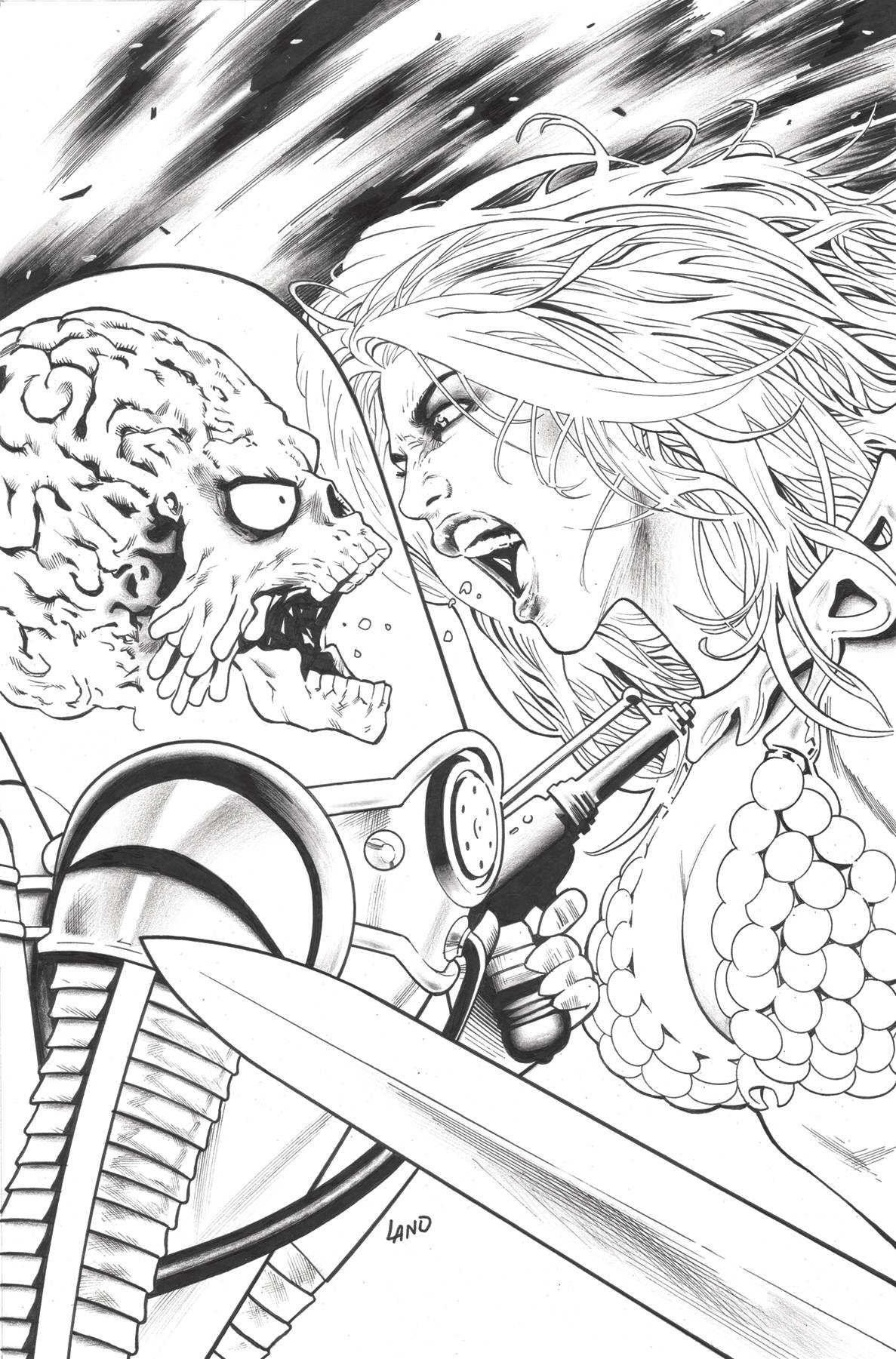 RED SONJA ATTACKS MARS #4 (OF 4) CVR F INC 1:10 GREG LAND LINE ART VIRGIN VAR