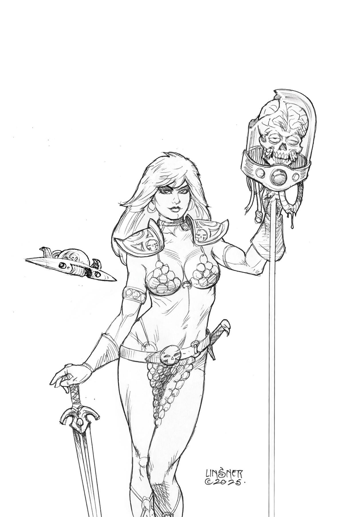 RED SONJA ATTACKS MARS #4 (OF 4) CVR I INC 1:20 JOSEPH MICHEAL LINSNER LINE ART VIRGIN VAR