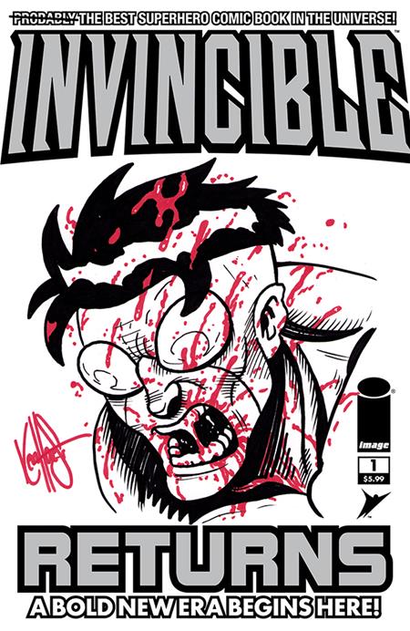 DF INVINCIBLE RETURNS #1 BLANK VARIANT SIGNED AND REMARKED BY KEN HAESER WITH AN INVINCIBLE SKETCH