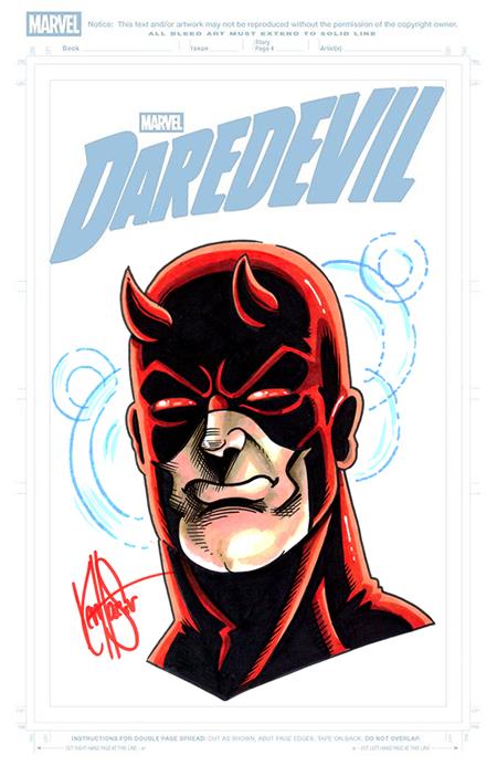 DF DAREDEVIL #1 BLANK VARIANT SIGNED AND REMARKED BY KEN HAESER WITH A DAREDEVIL SKETCH Allocations may occur.