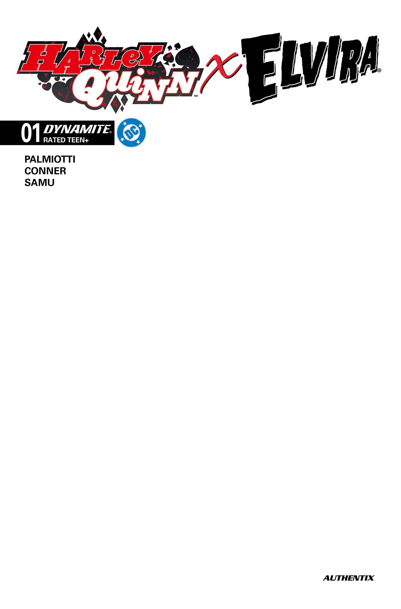 HARLEY QUINN X ELVIRA #1 CVR J BLANK AUTHENTIX VAR