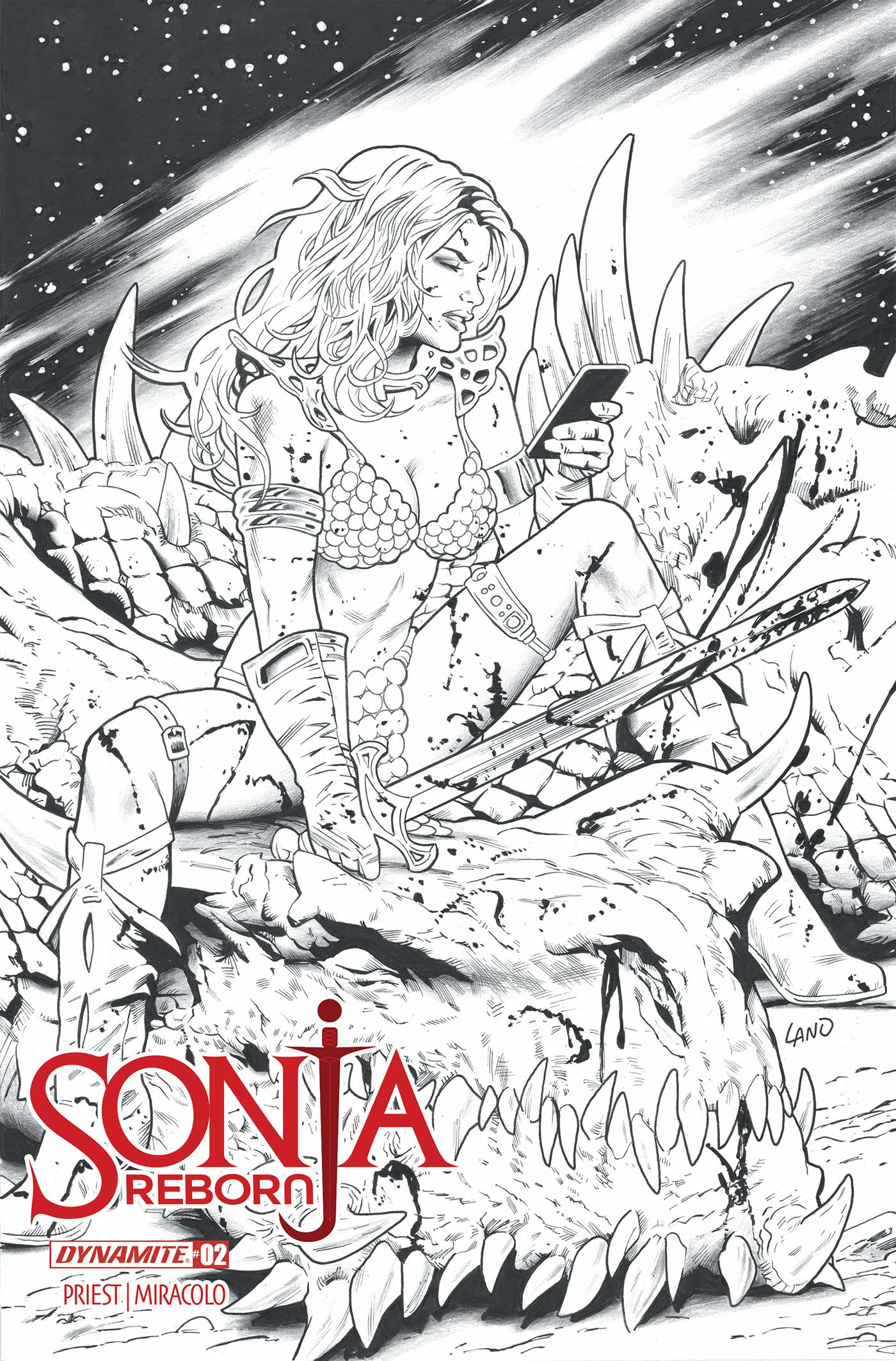 SONJA REBORN #2 CVR N GREG LAND LINE ART FOC BONUS VAR