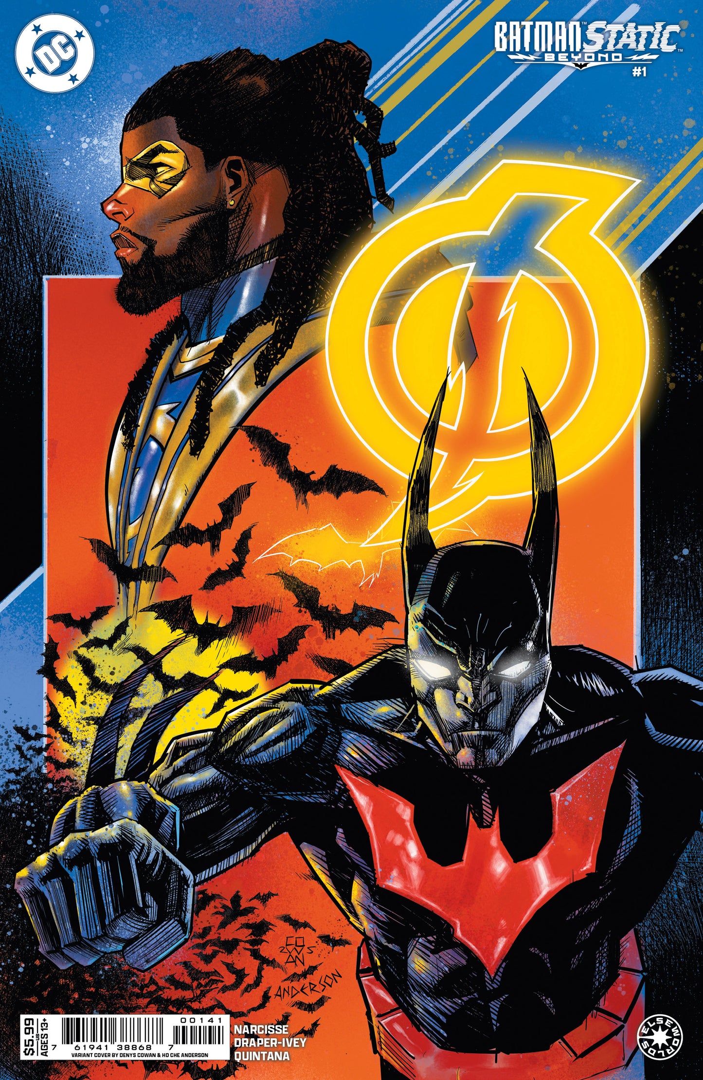 BATMAN STATIC BEYOND #1 (OF 6) CVR E DENYS COWAN CARD STOCK VAR