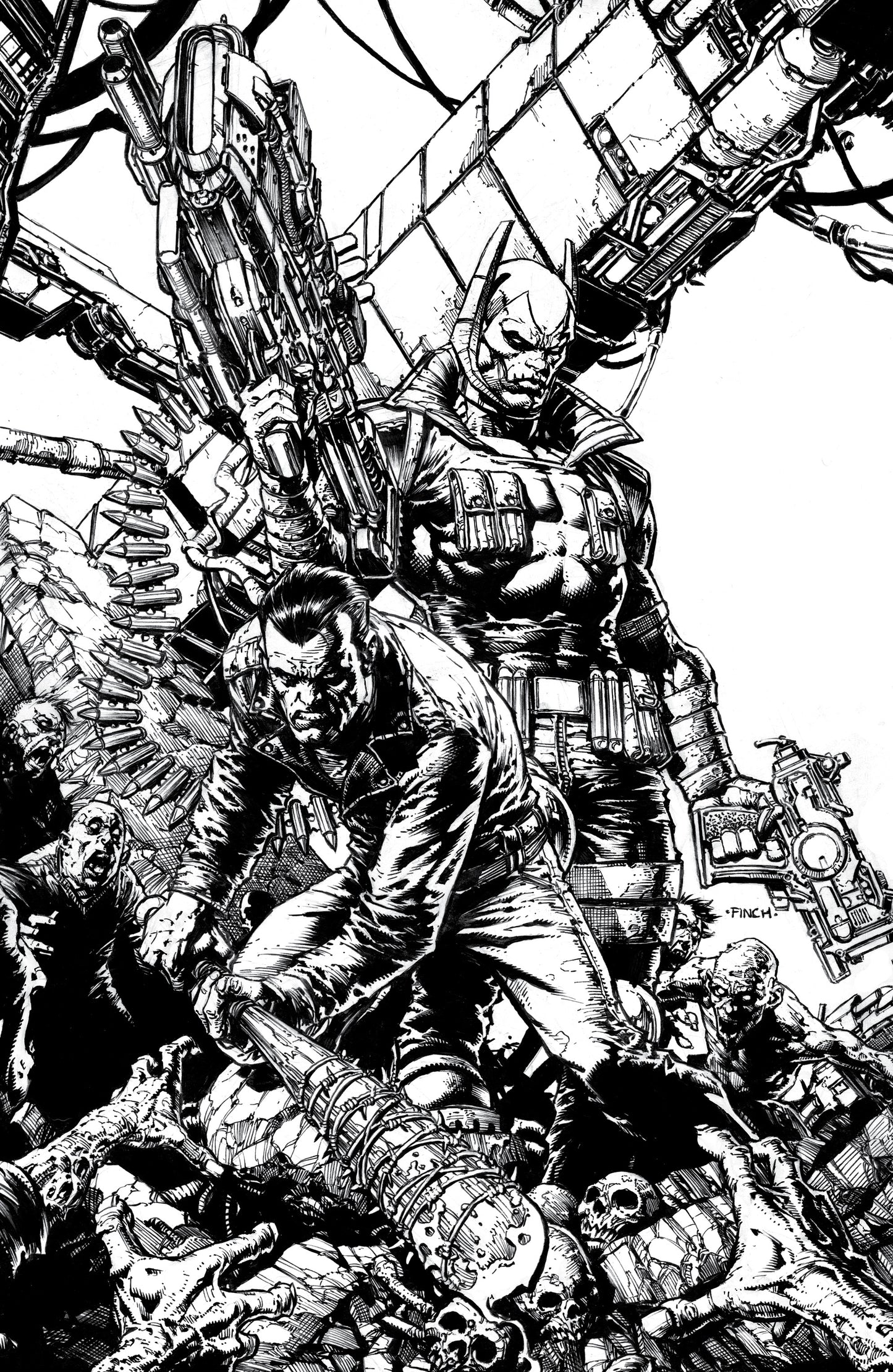 WALKING DEAD DELUXE #124 CVR E DAVID FINCH YOUNGBLOOD TEAM UP B&W VIRGIN VAR (MR)