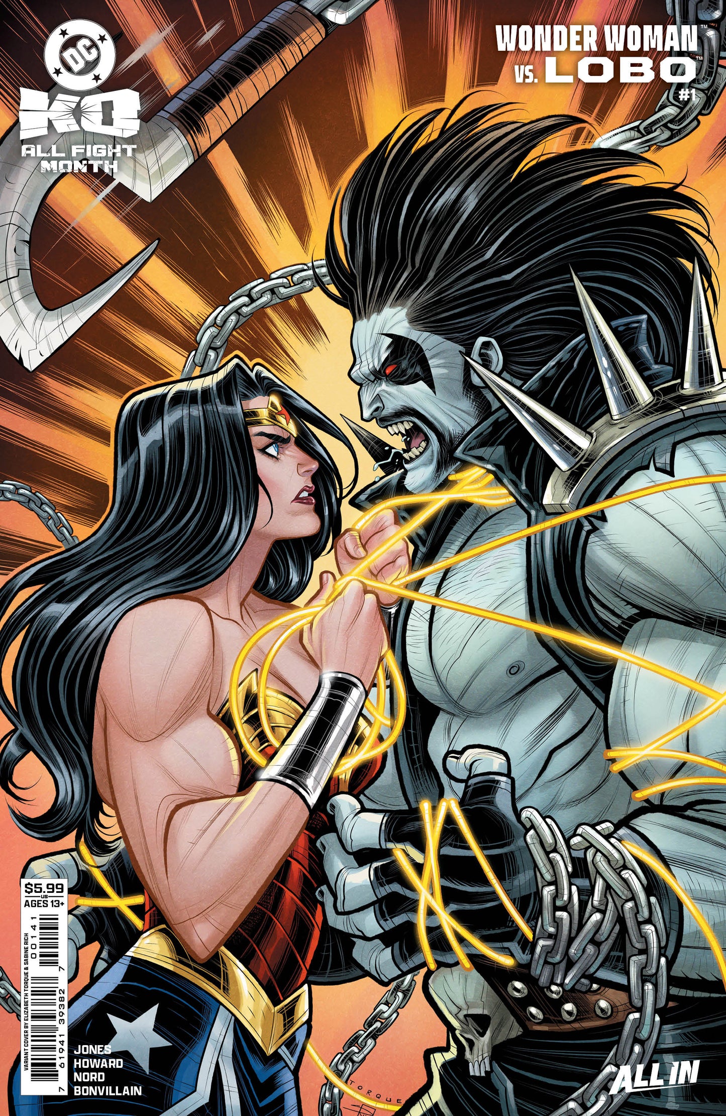 DC K.O. WONDER WOMAN VS LOBO #1 (ONE SHOT) CVR D ELIZABETH TORQUE CARD STOCK VAR