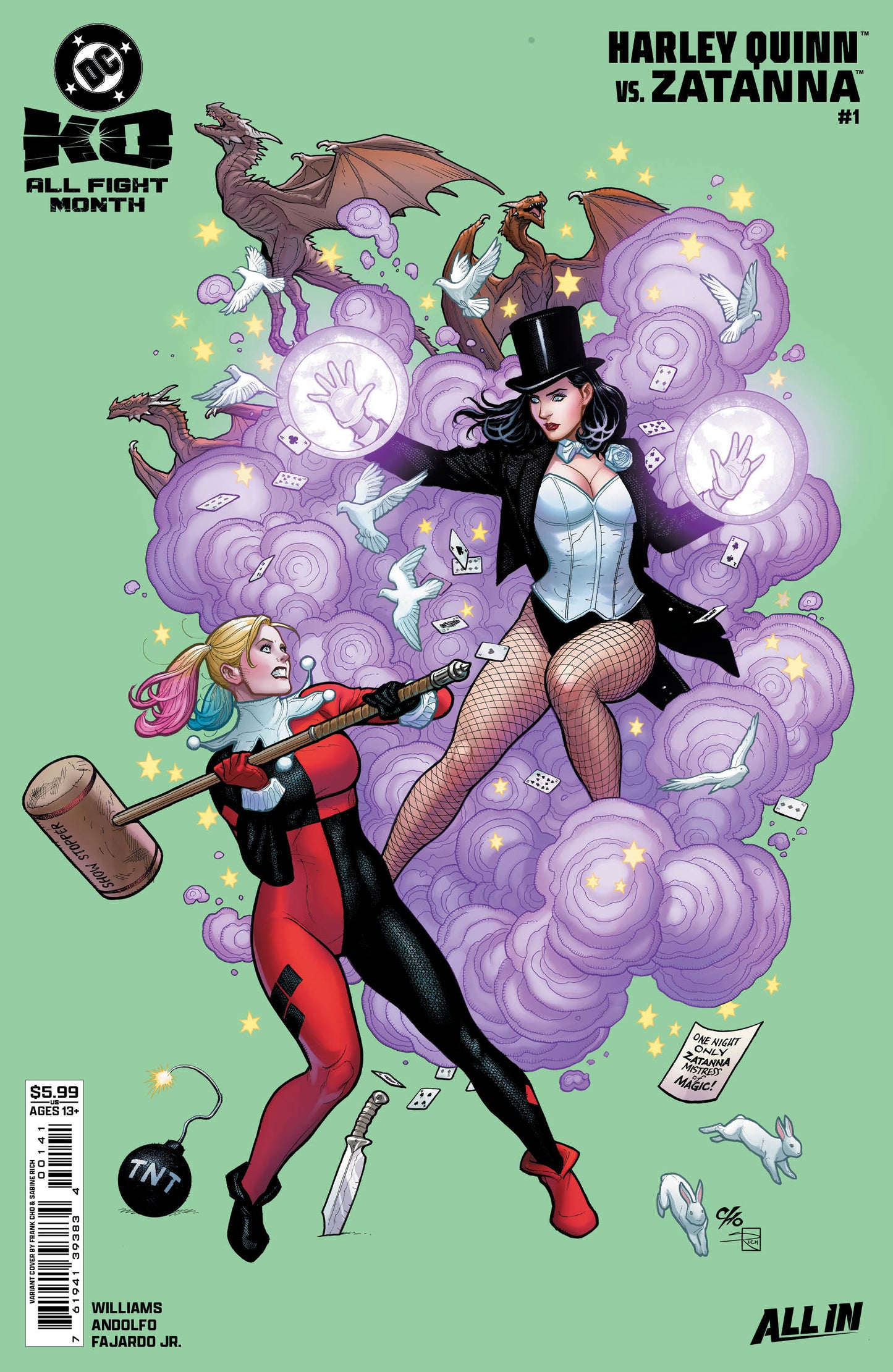 DC K.O. HARLEY QUINN VS ZATANNA #1 (ONE SHOT) CVR B FRANK CHO CARD STOCK VAR