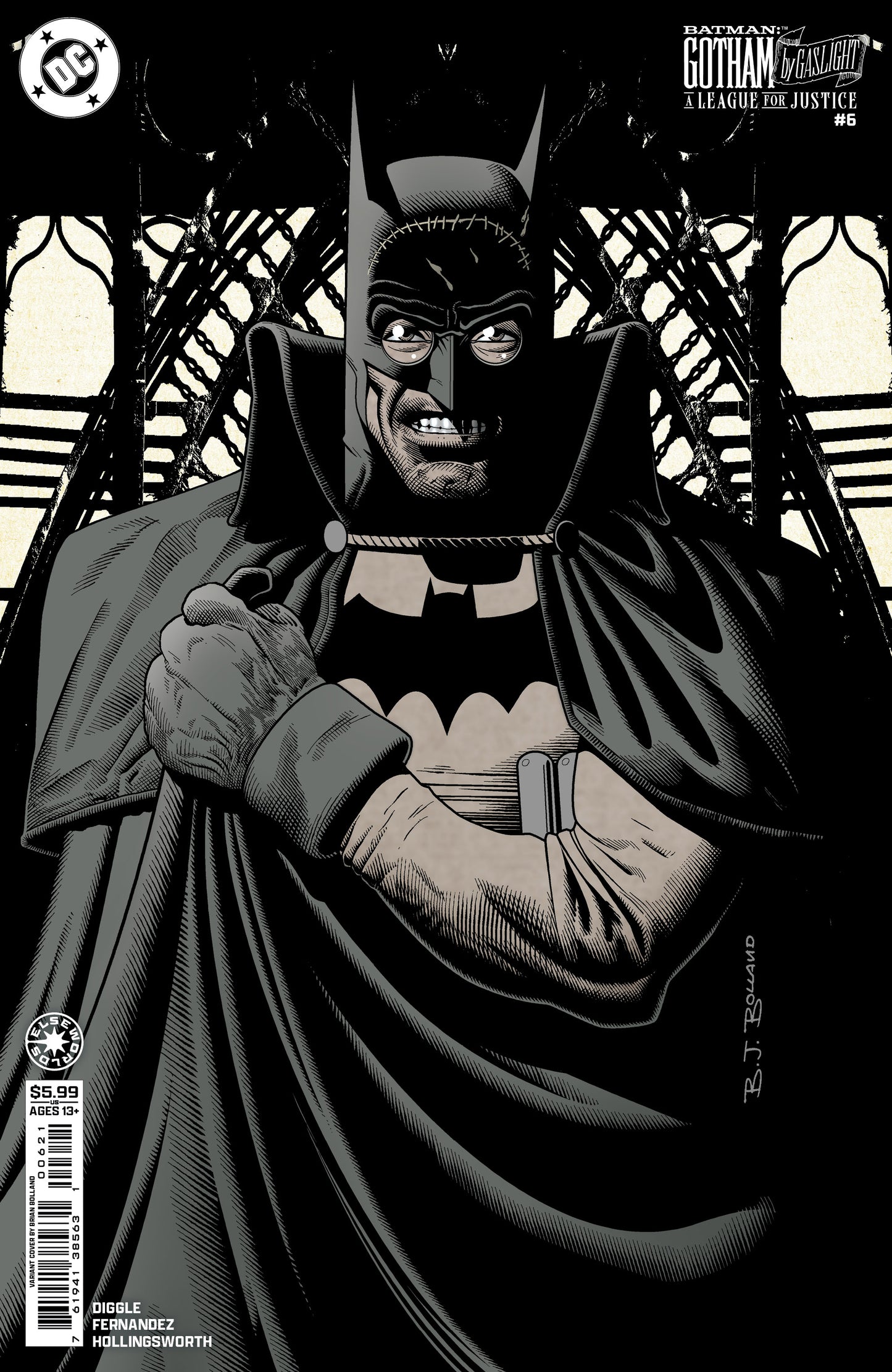 BATMAN GOTHAM BY GASLIGHT A LEAGUE FOR JUSTICE #6 (OF 6) CVR B BRIAN BOLLAND CARD STOCK VAR