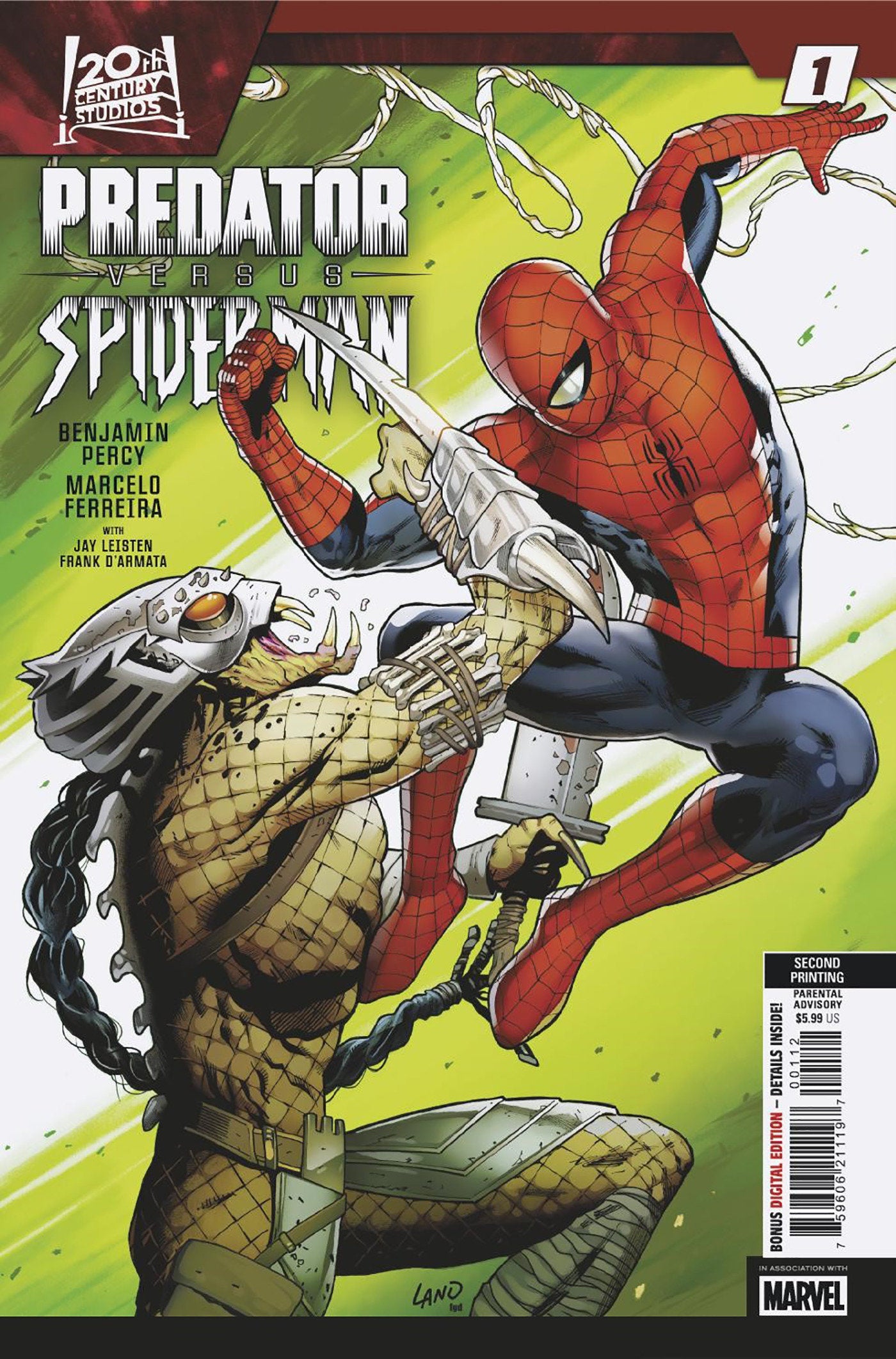 PREDATOR VS. SPIDER-MAN #1 GREG LAND 2ND PRINTING VARIANT