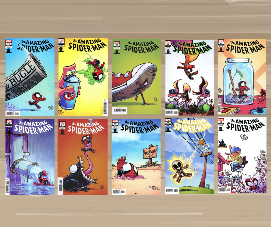 Amazing Spider-Man #61-70 8 Deaths of Spider-Man Skottie Young Variant Set