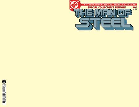 MAN OF STEEL #1 FACSIMILE EDITION CVR B BLANK CARD STOCK VAR