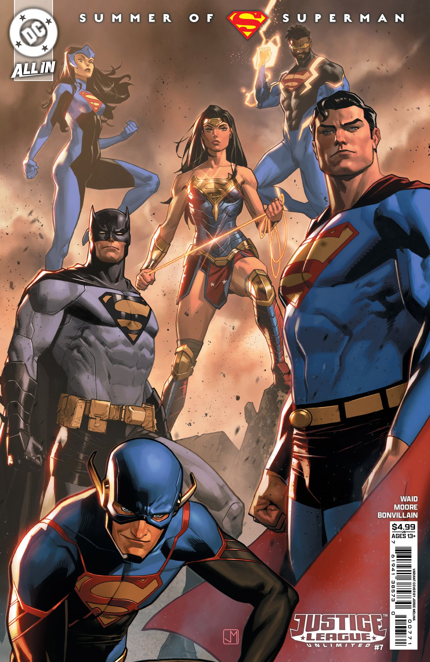 JUSTICE LEAGUE UNLIMITED #7 CVR E JORGE MOLINA SUPERSMASH-UP CARD STOCK VAR (WE ARE YESTERDAY Part 5)
