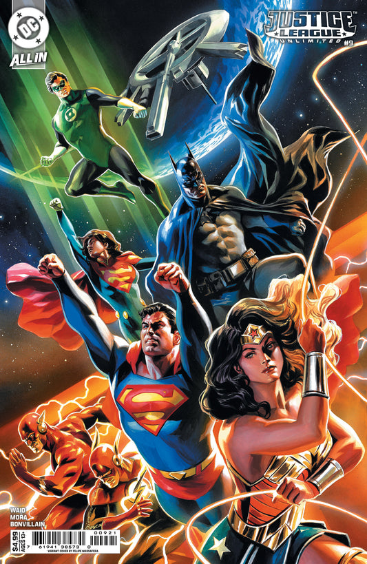 JUSTICE LEAGUE UNLIMITED #9 CVR B FELIPE MASSAFERA CARD STOCK VAR (WE ARE YESTERDAY)