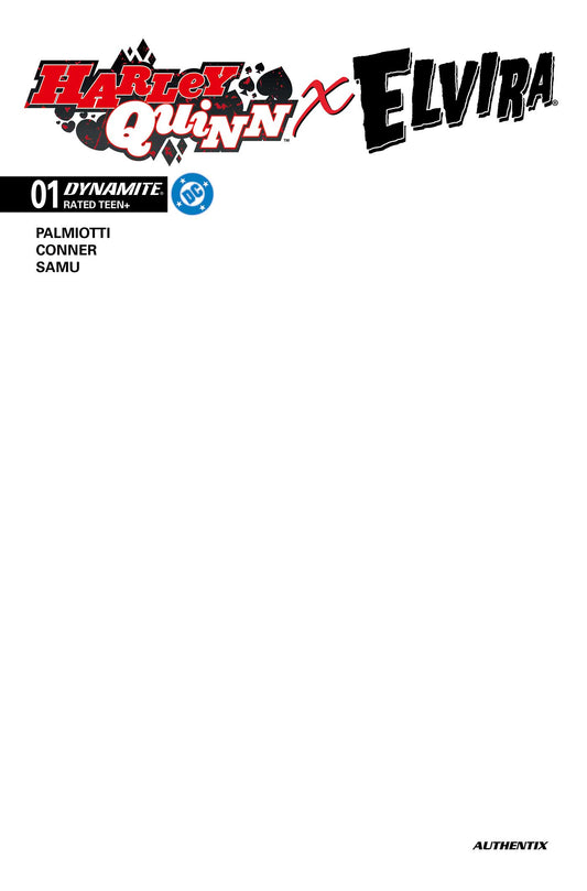 HARLEY QUINN X ELVIRA #1 CVR J BLANK AUTHENTIX VAR