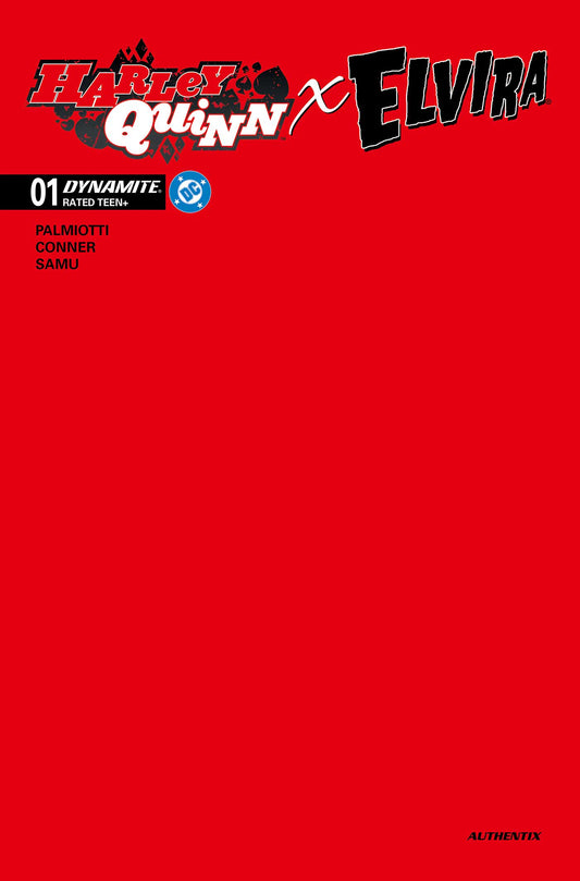 HARLEY QUINN X ELVIRA #1 CVR W FIERY RED BLANK AUTHENTIX FOC BONUS VAR