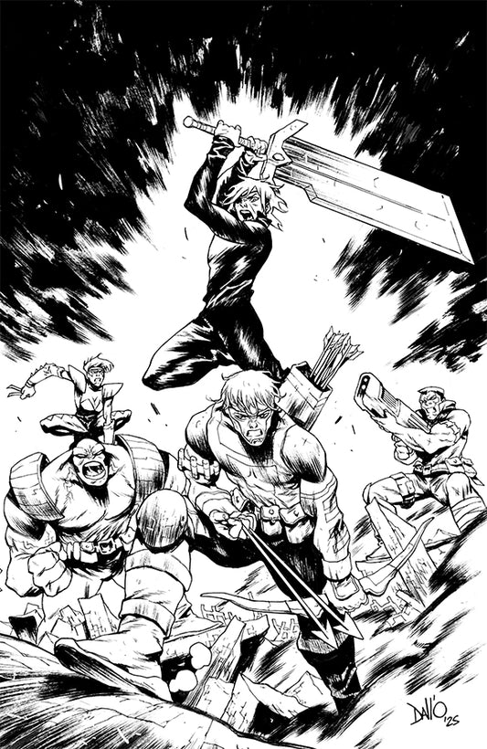 LOST FANTASY #5 CVR J MAXI DALLO YOUNGBLOOD TEAM UP B&W VIRGIN VAR