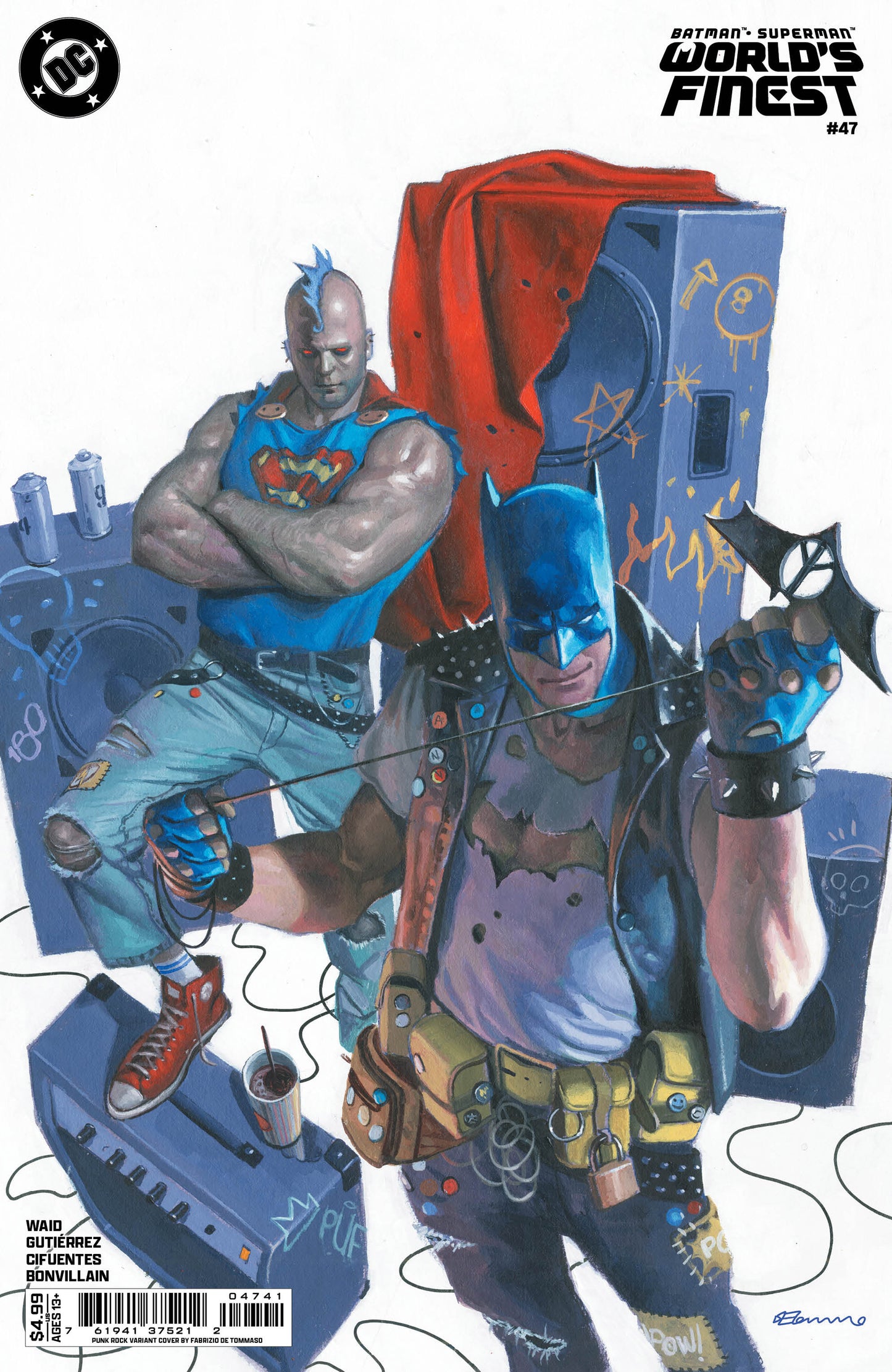 BATMAN SUPERMAN WORLDS FINEST #47 CVR E FABRIZIO DE TOMMASO PUNK ROCK CARD STOCK VAR
