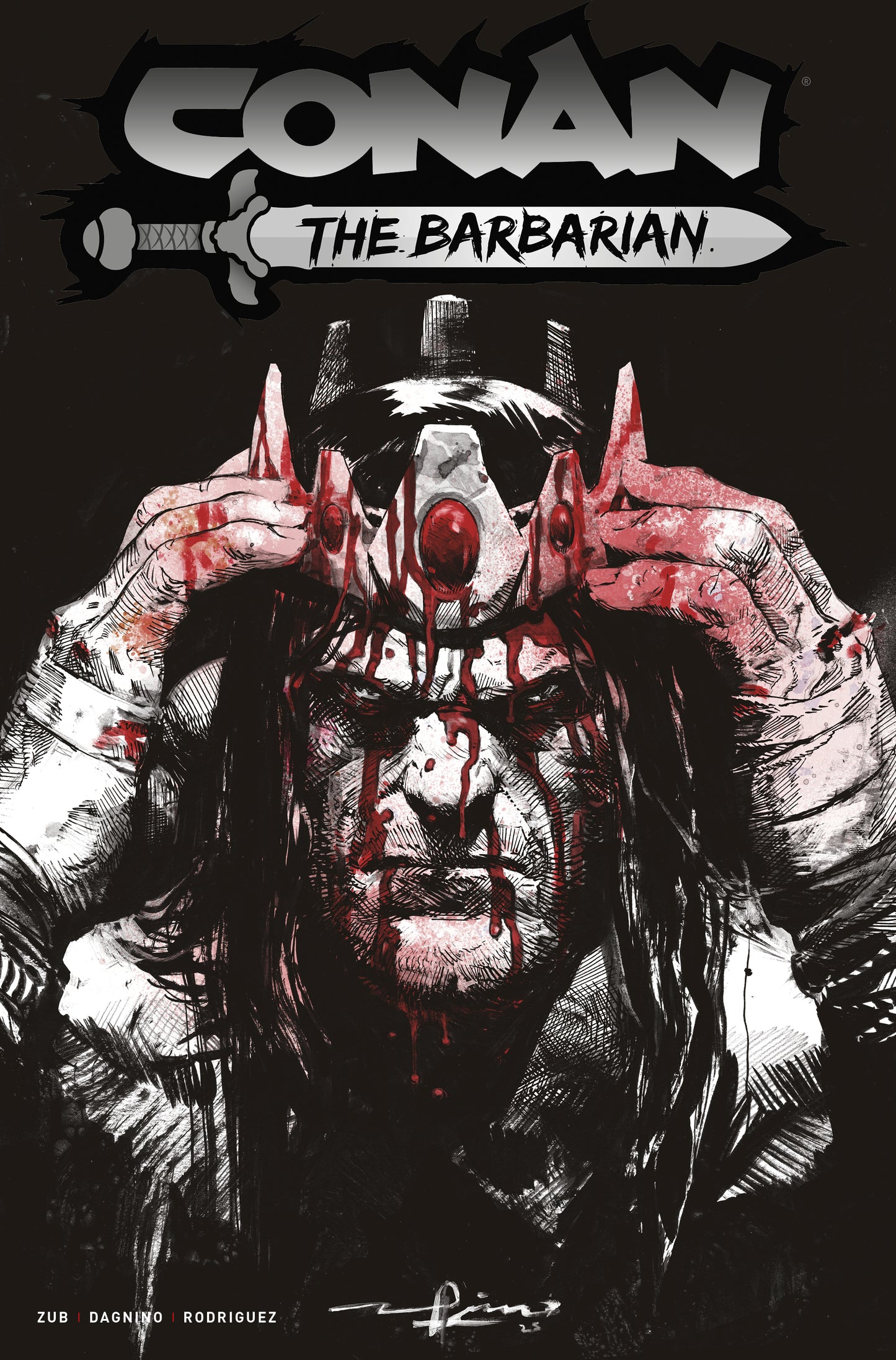 CONAN THE BARBARIAN #28 CVR F GERARDO ZAFFINO BW BLOOD VAR (MR)