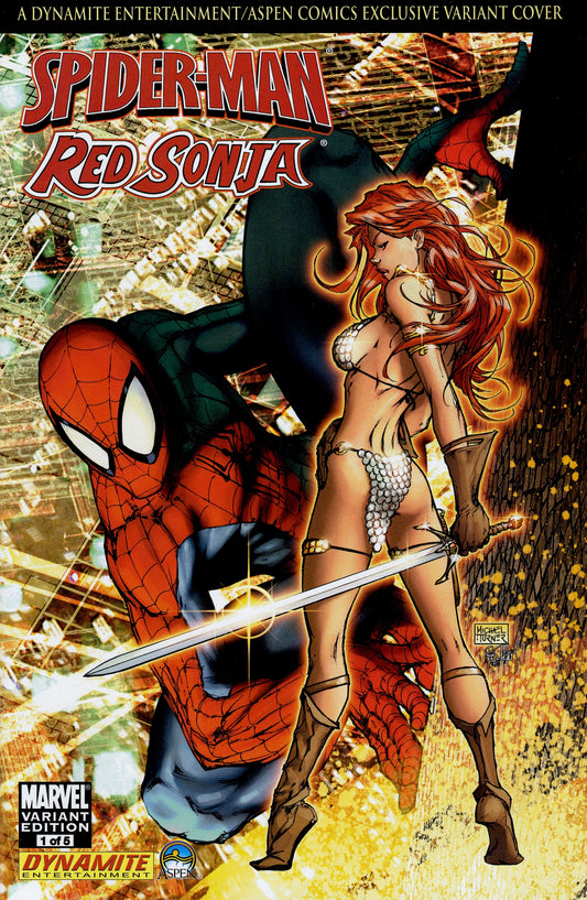 DF SPIDER-MAN RED SONJA #1 DYNAMITE ASPEN EXCLUSIVE BY MICHAEL TURNER CGC GRADED