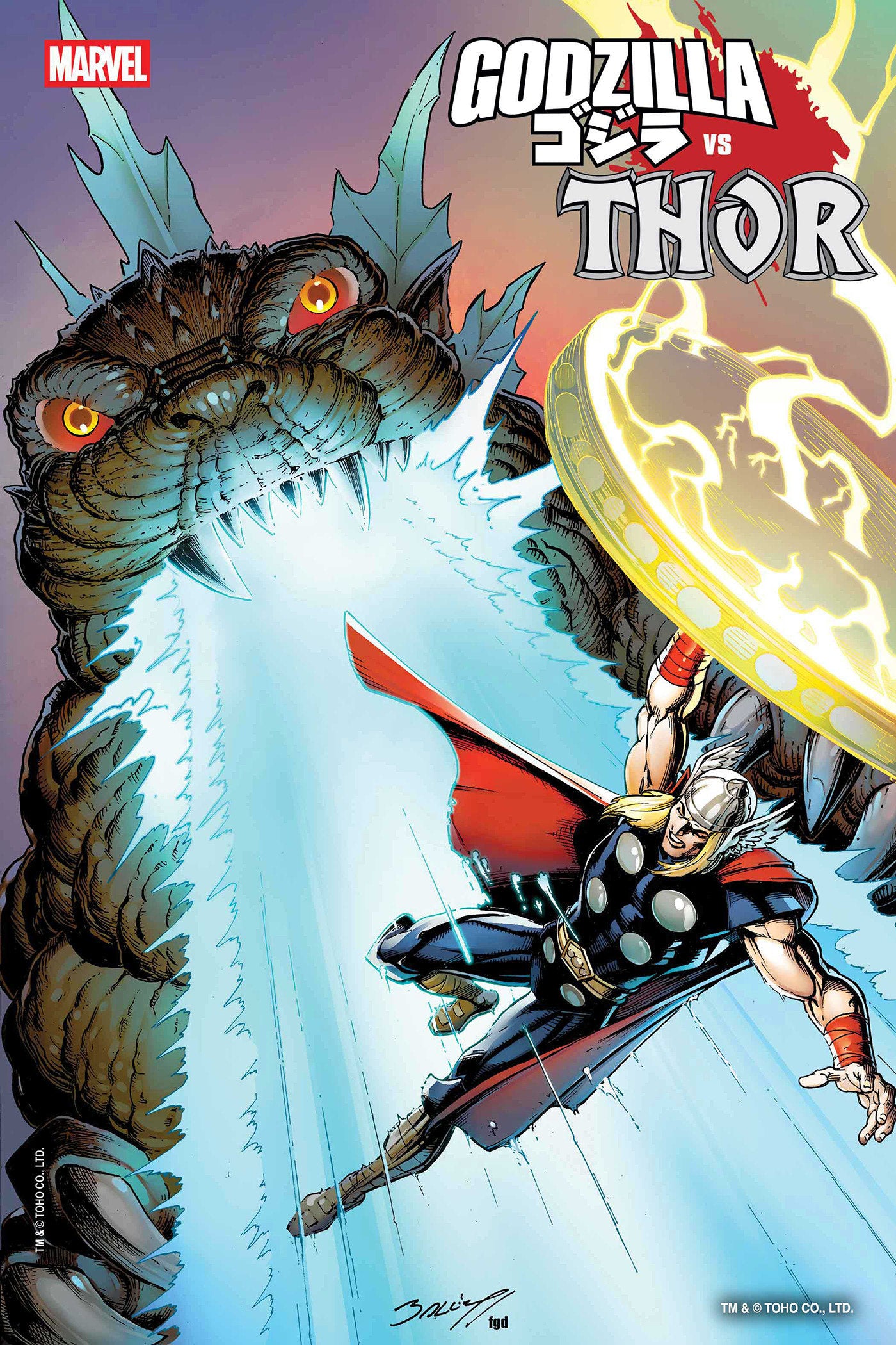 Godzilla Vs. Thor #1 Mark Bagley Foil Variant