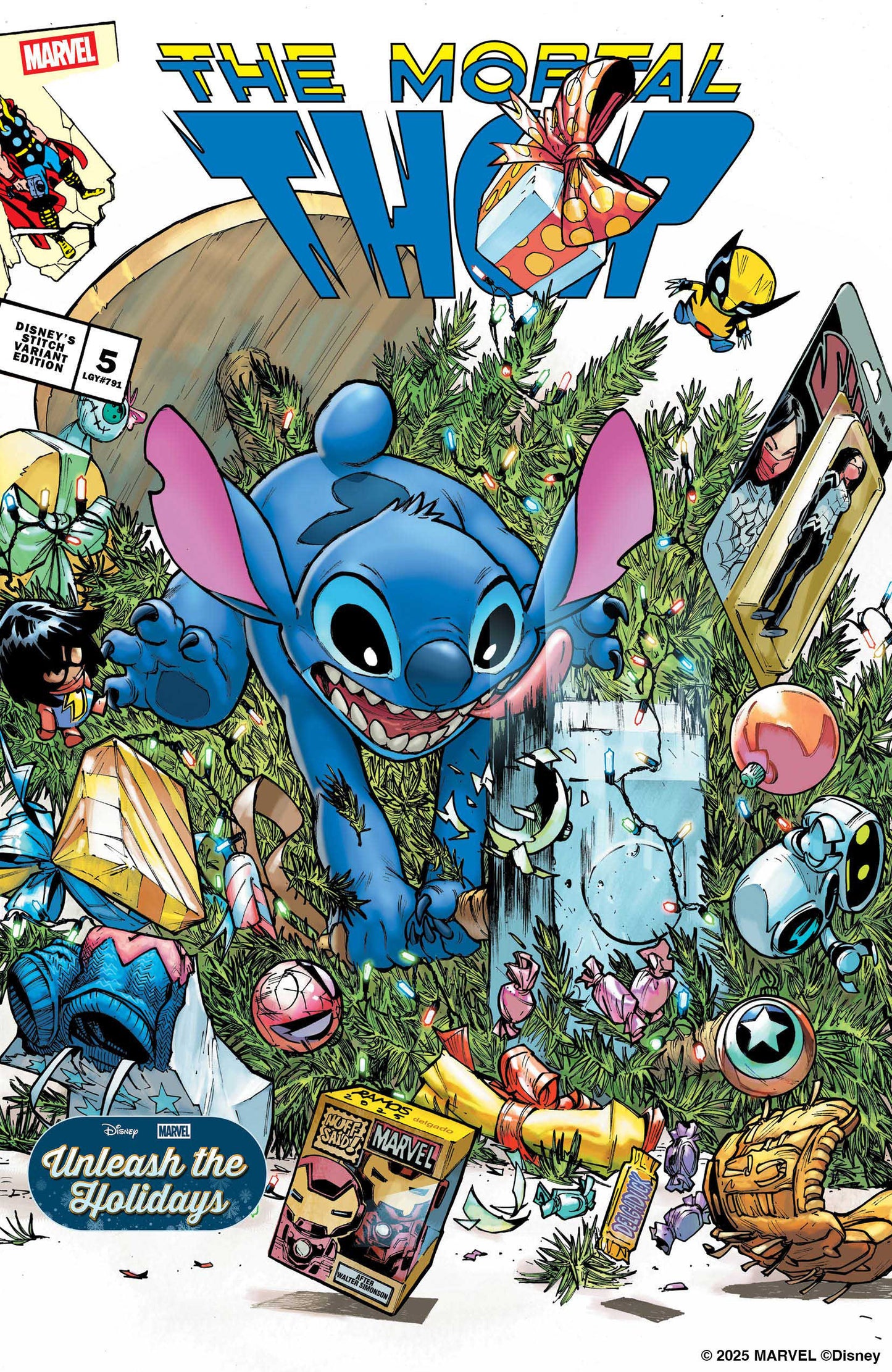 THOR #5 HUMBERTO RAMOS DISNEY STITCH UNLEASH THE HOLIDAYS VARIANT