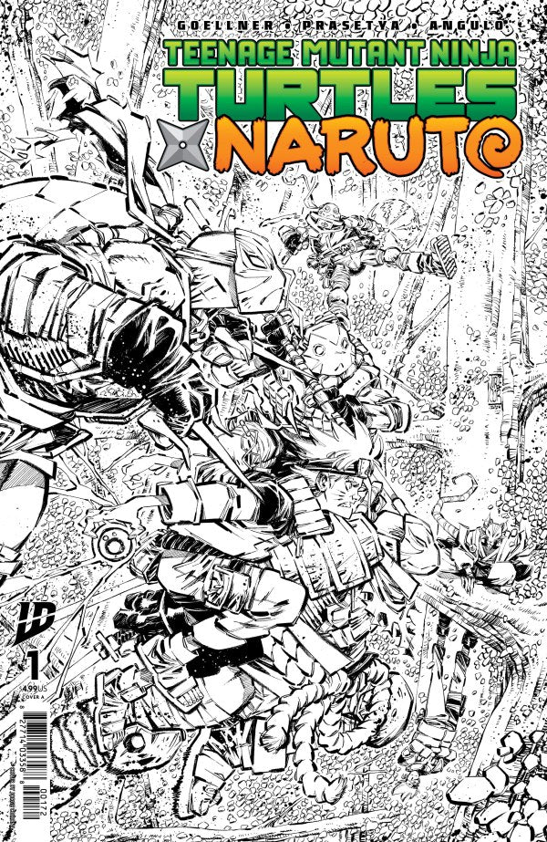 TEENAGE MUTANT NINJA TURTLES X NARUTO #1 VARIANT RI (10) (CORONA B&W) SECOND PRINTING [1:10]